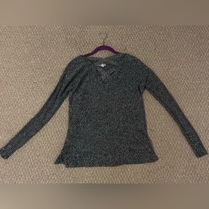 Black and white v-neck sweater